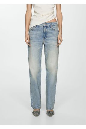 شلوار جین آبی زنانه پاچه رگولار استاندارد کد 820709678