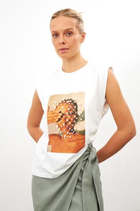تی شرت نباتی زنانه پنبه - پلی استر رگولار یقه گرد تکی طراحی کد 808291153