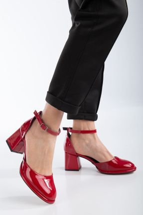 کفش پاشنه بلند کلاسیک قرمز زنانه پاشنه پلت فرم پاشنه متوسط ( 5 - 9 cm ) چرم مصنوعی کد 794791693