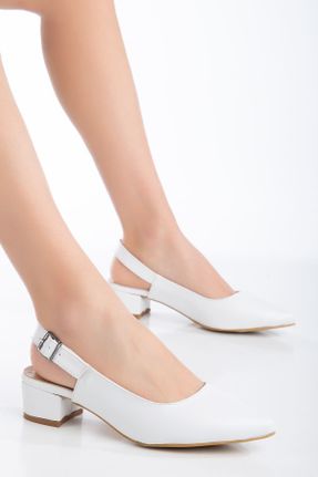 کفش پاشنه بلند کلاسیک سفید زنانه چرم مصنوعی پاشنه ضخیم پاشنه کوتاه ( 4 - 1 cm ) کد 796376785