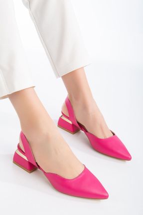 کفش پاشنه بلند کلاسیک صورتی زنانه چرم مصنوعی پاشنه ضخیم پاشنه کوتاه ( 4 - 1 cm ) کد 797035378