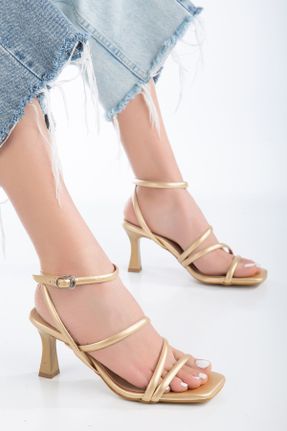 کفش پاشنه بلند کلاسیک طلائی زنانه چرم مصنوعی پاشنه نازک پاشنه متوسط ( 5 - 9 cm ) کد 812333515