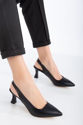 کفش پاشنه بلند کلاسیک مشکی زنانه پاشنه نازک چرم مصنوعی پاشنه متوسط ( 5 - 9 cm ) کد 795854373
