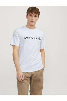 تی شرت سفید مردانه رگولار یقه گرد تکی بیسیک کد 805899387
