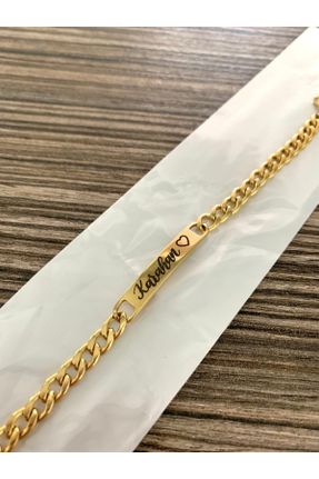 دستبند استیل طلائی زنانه فولاد ( استیل ) کد 219949715