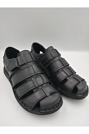 صندل مشکی مردانه پاشنه تخت ASMAYAKKABI - کد 82659238
