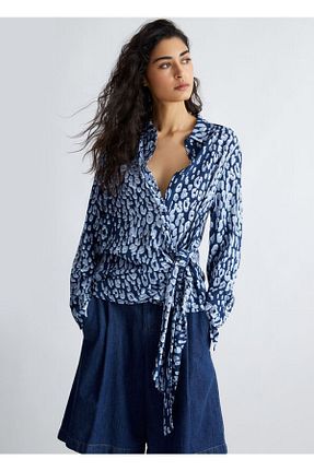 بلوز آبی زنانه طرح دار Liu Jo - کد 691043643