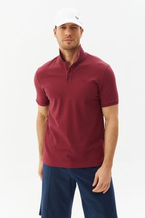 تی شرت زرشکی مردانه یقه پولو پنبه (نخی) رگولار پوشاک ورزشی کد 259218156