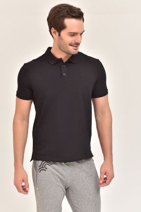 تی شرت مشکی مردانه پنبه (نخی) رگولار یقه پولو پوشاک ورزشی کد 40278390