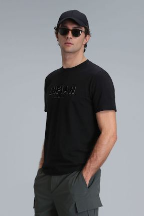 تی شرت مشکی مردانه ریلکس یقه گرد تکی کد 820309096