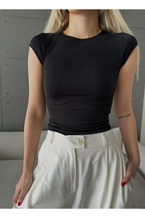 بلوز مشکی زنانه ساده CAZU - کد 838852078
