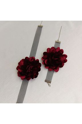 گردنبند جواهر زرشکی زنانه فلزی MutluBiDünya - کد 836875128