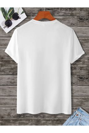تی شرت سفید زنانه یقه گرد پنبه (نخی) اورسایز تکی کد 649566144