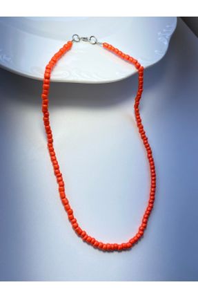 گردنبند جواهر نارنجی زنانه اکریلیک کد 316057224