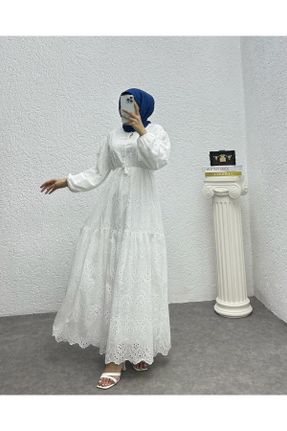 لباس سفید زنانه گلوژ بافت کد 833379374