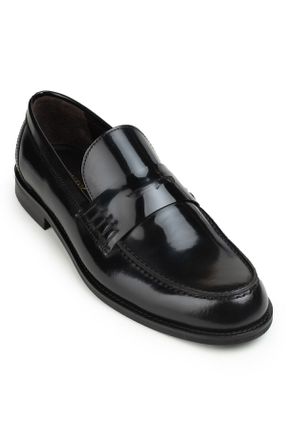 کفش لوفر مشکی مردانه چرم طبیعی پاشنه کوتاه ( 4 - 1 cm ) کد 50641493