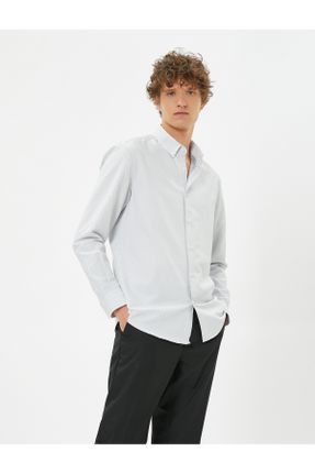پیراهن سفید مردانه رگولار یقه پیراهنی پنبه - پلی استر کد 748893600