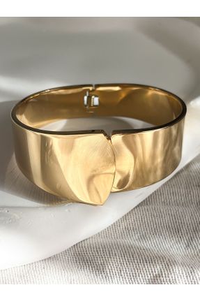 دستبند استیل طلائی زنانه فولاد ( استیل ) کد 802304746