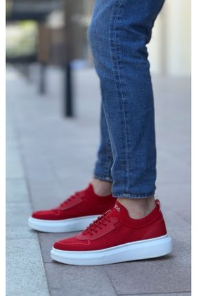 کفش اسنیکر قرمز مردانه بدون بند چرم مصنوعی کد 832728205
