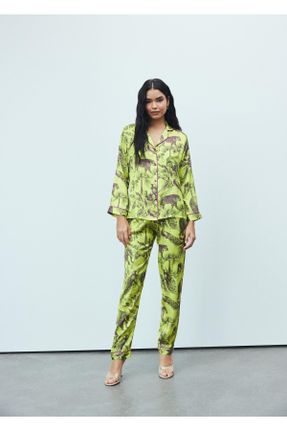 ست لباس راحتی سبز زنانه پلی استر طرح دار کد 784424986