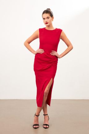 لباس قرمز زنانه بافتنی ویسکون اسلیم کد 808569992
