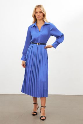 لباس آبی زنانه بافتنی پلی استر آستین-بلند کد 808158663