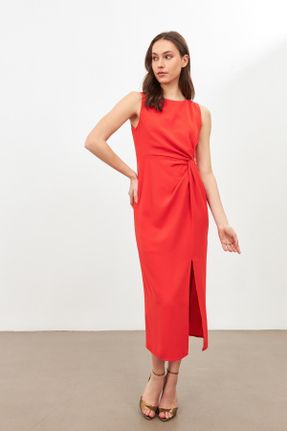 لباس قرمز زنانه بافتنی پلی استر اسلیم کد 817918713