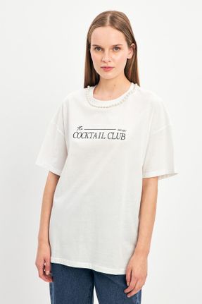 تی شرت نباتی زنانه پنبه - پلی استر یقه گرد رگولار تکی طراحی کد 834352558