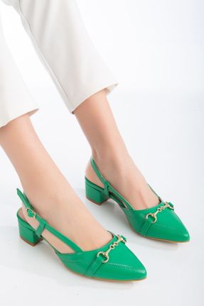 کفش پاشنه بلند کلاسیک سبز زنانه پاشنه ضخیم پاشنه کوتاه ( 4 - 1 cm ) چرم مصنوعی کد 796096878