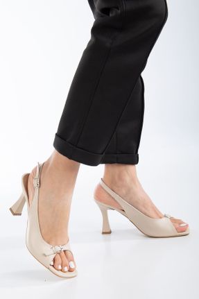 کفش پاشنه بلند کلاسیک بژ زنانه چرم مصنوعی پاشنه نازک پاشنه متوسط ( 5 - 9 cm ) کد 792500052
