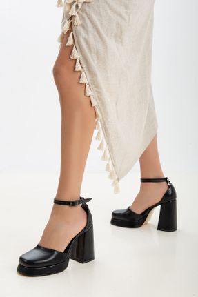 کفش پاشنه بلند کلاسیک مشکی زنانه پاشنه بلند ( +10 cm) پاشنه پلت فرم چرم مصنوعی کد 655967246