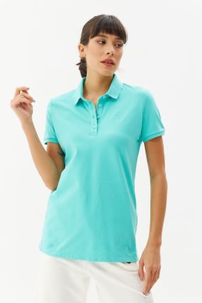 تی شرت سبز زنانه پنبه (نخی) رگولار یقه پولو بیسیک کد 259311920