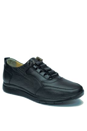کفش اسنیکر مشکی مردانه چرم طبیعی بدون بند چرم طبیعی کد 182886113