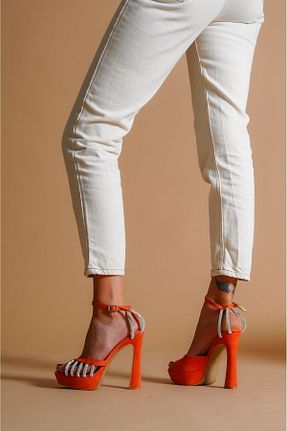 کفش پاشنه بلند کلاسیک نارنجی زنانه چرم مصنوعی Ayakkabı Ateşi - کد 286495275