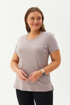 تی شرت بژ زنانه سایز بزرگ پنبه (نخی) کد 275372615