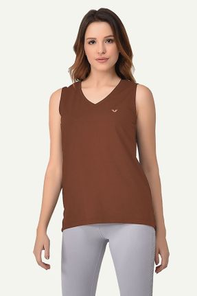 تی شرت قهوه ای زنانه رگولار پلی استر یقه هفت کد 270743818