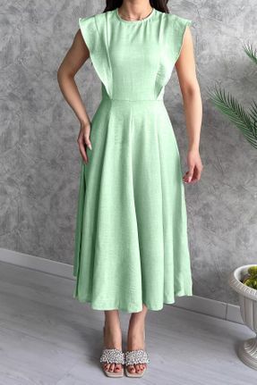 لباس سبز زنانه بافتنی پنبه - پلی استر بیسیک کد 829460318
