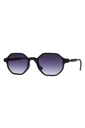 عینک آفتابی مشکی زنانه 50 UV400 فلزی هندسی کد 797423355