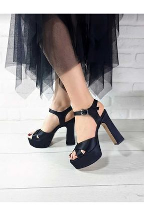 کفش مجلسی مشکی زنانه پارچه نساجی پاشنه بلند ( +10 cm) پاشنه پلت فرم کد 298259145