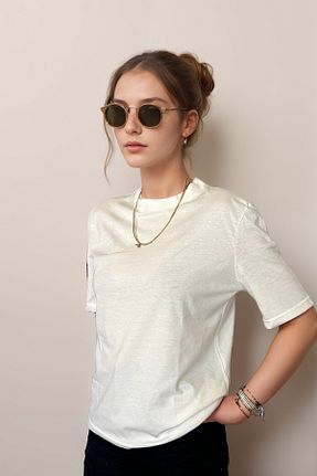 تیشرت بژ زنانه گشاد poupee - کد 838874211