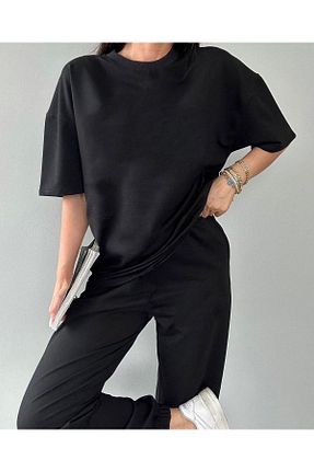 ست بالاتنه و پائین تنه مشکی زنانه بافتنی FECCY - کد 812046861