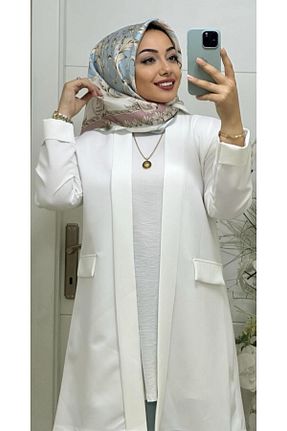 کت سفید زنانه رگولار بدون جیب بدون آستر کد 838889526