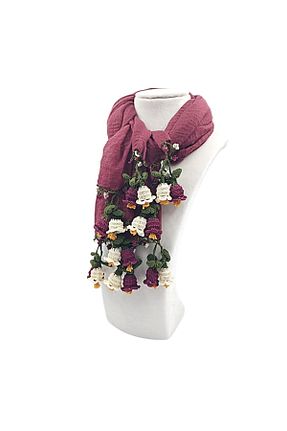 دستمال گردن زرشکی زنانه پنبه ای GÖNENKADIN - کد 682300453