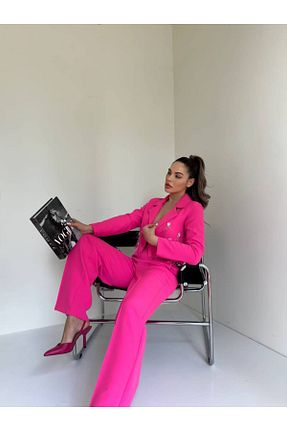 ست بالاتنه و پائین تنه صورتی زنانه بافتنی 1Moda1Tarz - کد 838934331