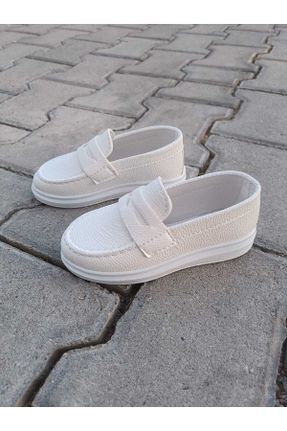 کفش کژوال سفید بچه گانه چرم مصنوعی پاشنه کوتاه ( 4 - 1 cm ) پاشنه ساده کد 830391948