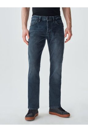 شلوار جین آبی مردانه پاچه لوله ای جین ساده کد 170258210