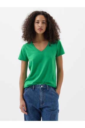 تی شرت سبز زنانه رگولار یقه هفت کد 825567818
