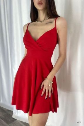 لباس مجلسی قرمز زنانه کرپ رگولار بدون آستر کد 675570830