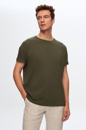 تی شرت سبز مردانه یقه گرد تکی کد 117501212