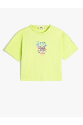 تی شرت سبز بچه گانه ریلکس یقه گرد پنبه (نخی) تکی کد 679188827